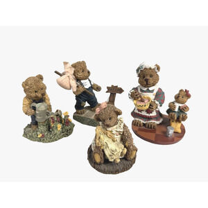 SET OF 4 The Windsor Bears Cranberry Eric, Connor, Kathleen Papel vintage T59